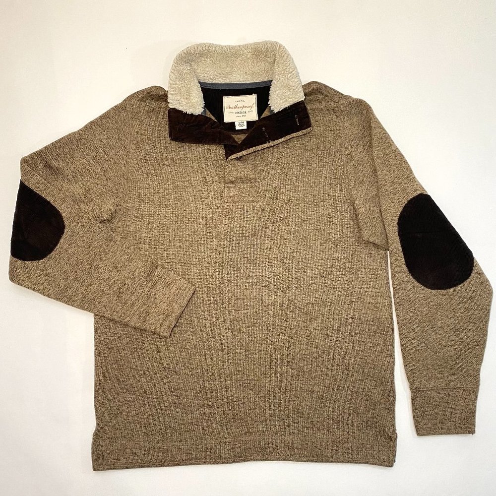 Original Weatherproof Vintage Sweater Corduroy Inserts Elbows Collared Men's M